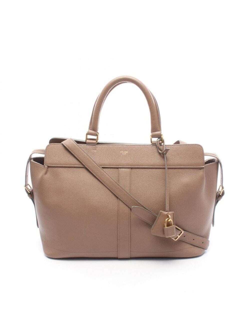 Celine Handbag Cabas de France Medium Beige Leather